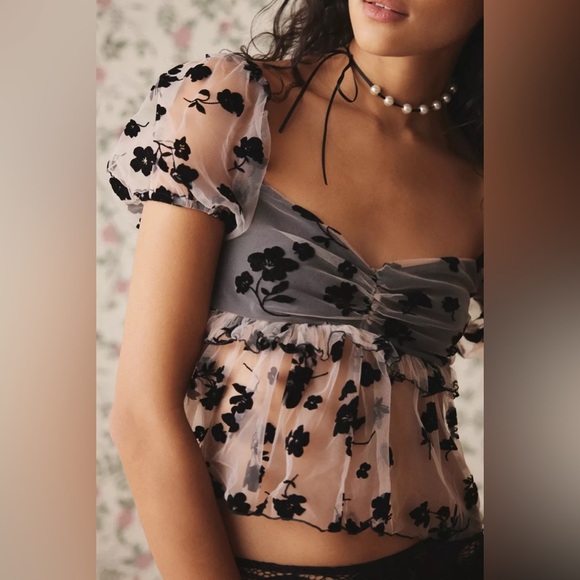 Urban Outfitters Kimchi Blue Claudia Floral Babydoll Blouse - Picture 3 of 6